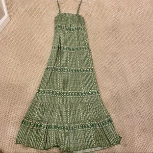 Green & Cream Print Maxi Dress